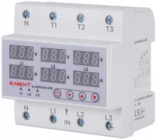 Trojfázové relé na kontrolu napätia a prúdu 63 A e.control.v16
